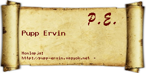 Pupp Ervin névjegykártya